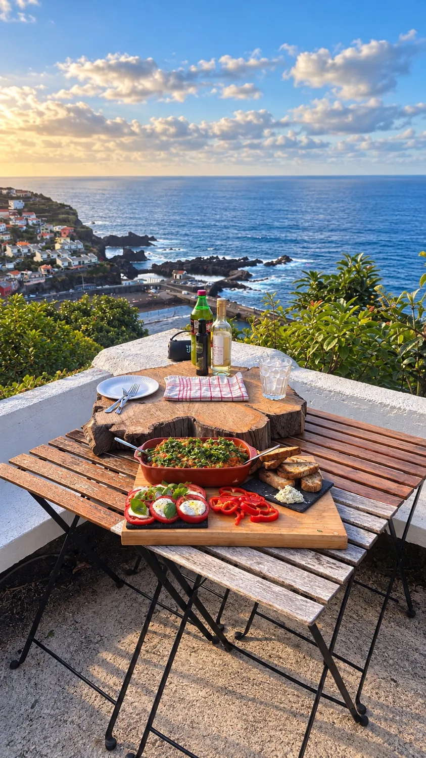 Simple food, shared outside above Seixal